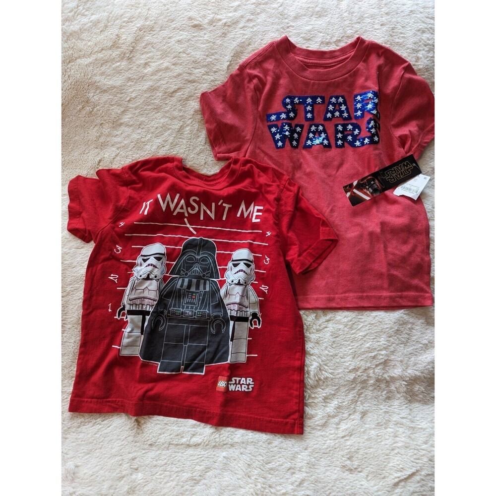 Star Wars Bundle 2 Short Sleeve Red T-Shirts Darth Vader Storm Troopers Size xs